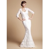 Sirene Cœur Longeur au sol Satin Dentelle Robe de Mariée avec Echarpes (002011670)