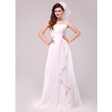 Ligne-A/Princesse Longeur au sol Mousseline Robe de Mariée avec Ondulé Dentelle Perlé (002014023)
