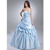 bal Cœur Traine courte Satin Robe de Quinceanera avec Ondulé Brodé Fleurs (021015628)
