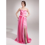 Ligne-A/Princesse Cœur Traine longue Mousseline Robe de Soirée avec Ondulé Brodé (017004346)