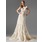 Ligne-A/Princesse Col V Traine courte Organza Satin Dentelle Robe de Mariée avec Perlé (002000249)
