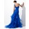 Sirene Une epaule Traine longue Organza Robe de Bal de Promo avec Ondulé Brodé (018005077)