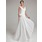 Ligne-A/Princesse Col V Traîne Chapelle Mousseline Satin Robe de Mariée avec Ondulé Plume Fleurs (002011459)