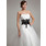 Ligne-A/Princesse Sans bretelles Longueur cheville Satin Tulle Robe de Mariée avec Dentelle Echarpes (002011609)