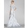 Ligne-A/Princesse Col V Traine courte Satin Dentelle Robe de Mariée avec Echarpes Perlé Sequins (002004151)