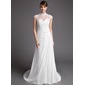 Coupe droite Col montant Traine courte Mousseline Tulle Robe de Mariée avec Ondulé Dentelle Perlé (002012176) Coupe droite Col montant Traine courte Mousseline Tulle Robe de Mariée avec Ondulé Dentelle Perlé (002012176)