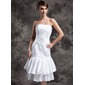 Coupe droite Sans bretelles Longeur à mi jambe Taffetas Tulle Robe de Mariée avec Dentelle Perlé (002024077) Coupe droite Sans bretelles Longeur à mi jambe Taffetas Tulle Robe de Mariée avec Dentelle Perlé (002024077)