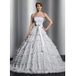 Ball-Gown Strapless Court Train Satin Tulle Lace Wedding Dress With Sashes Beadwork (002014829)