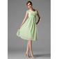 Empire Col rond Mi-longues Mousseline Robe de Demoiselle d'Honneur avec Ondulé Fleurs (007004129)