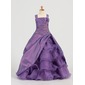 A-Line/Princess Square Neckline Floor-Length Taffeta Organza Flower Girl Dress With Ruffle Lace Beading (010005784)