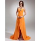Empire Cœur Assymetrique Mousseline Robe de Bal de Promo avec Ondulé Brodé (018002654)
