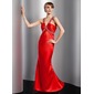 Gaine Col V Longeur au sol Satin Robes de Bal de Promo avec Ondulé Brodé (018014737) Gaine Col V Longeur au sol Satin Robes de Bal de Promo avec Ondulé Brodé (018014737)