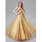 Ligne-A/Princesse Cœur Longeur au sol Tulle Robe de Bal de Promo avec Pailleté (018004807)