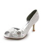 Satin Talon aiguille Bout ouvert Escarpins Chaussure de Mariage avec Nœud papillon Strass (047005038)