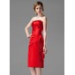 Nauwaansluitend Strapless Knielengte satijn Bruidsmeisjes Jurk met Roes (007001801)