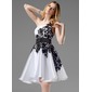 A-Lijn/Prinses Een-Schouder Kort/Mini Organza Satin Schoolgala Jurk met kant Sash Kraal (022004454)