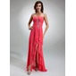 Ligne-A/Princesse Cœur Assymetrique Mousseline Robe de Bal de Promo avec Ondulé Brodé (018016373)