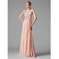 Ligne-A/Princesse Une epaule Longeur au sol Mousseline Robe de Bal de Promo avec Ondulé Brodé Pailleté (018004824)