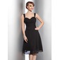 Ligne-A/Princesse Cœur Mi-longues Mousseline Robe de Demoiselle d'Honneur avec Ondulé (007014743)