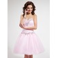 A-formet/Prinsesse Sweetheart Knelengde Tulle Ballkjole med Frynse Beading Paljetter (022011130)