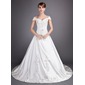 bal Hors épaule Traîne Chapelle Satin Tulle Robe de Mariée avec Broderie Perlé Pailleté (002012813)