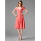 A-Line/Princess V-neck Knee-Length Chiffon Bridesmaid Dress With Ruffle (007004160)