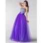 Ligne-A/Princesse Cœur Longeur au sol Tulle Charmeuse Robe de Bal de Promo avec Ondulé Brodé Pailleté (018004898)