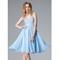 Keizer Sweetheart Knielengte Chiffon Schoolgala Jurk met Kraal Lovertjes (022004621)