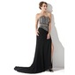 Nauwaansluitend Scallop Neck Korte Sleep Chiffon Avondjurken met Kraal (017005818) Nauwaansluitend Scallop Neck Korte Sleep Chiffon Avondjurken met Kraal (017005818)