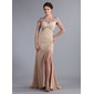 Gaine Hors épaule Traine longue Mousseline Robe de Soirée avec Perles (017022796)