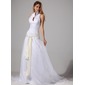 Ligne-A/Princesse Bretelles autour du cou Traine courte Organza Satin Robe de Mariée avec Echarpes (002004777) Ligne-A/Princesse Bretelles autour du cou Traine courte Organza Satin Robe de Mariée avec Echarpes (002004777)