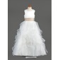 A-Line/Princess Scoop Neck Floor-Length Organza Satin Flower Girl Dress With Sash (010005799)