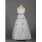 A-Line/Princess Floor-Length Organza Satin Flower Girl Dress With Sash (010016343)