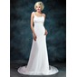 Empire Col rond Traine courte Mousseline Robe de Mariée avec Ondulé Perlé (002001673) Empire Col rond Traine courte Mousseline Robe de Mariée avec Ondulé Perlé (002001673)