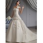 bal Une epaule Traîne Cathedral Organza Robe de Mariée avec Ondulé Fleurs (002022678)