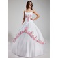 bal Col rond Longeur au sol satin Tulle Robe de Quinceanera avec Brodé Ondulé Brodé (021002279)