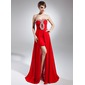 A-Line/Princess Sweetheart Floor-Length Chiffon Prom Dress With Ruffle Beading (018015626)