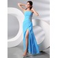 Nauwaansluitend Strapless Vloerlengte Chiffon Avondjurken met Kant Kraal (017013996)