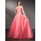 bal Sans bretelles Longeur au sol Tulle Robe de Quinceanera avec Ondulé Brodé Pailleté (021002898)
