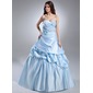 bal Cœur Traine courte Satin Robe de Quinceanera avec Ondulé Brodé Fleurs (021015628)